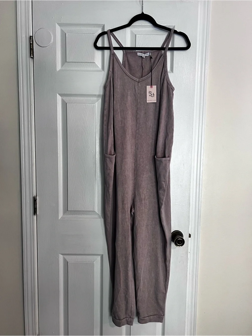 Sincerely Jules Taupe Sleeveless V-Neck Jumpsuit